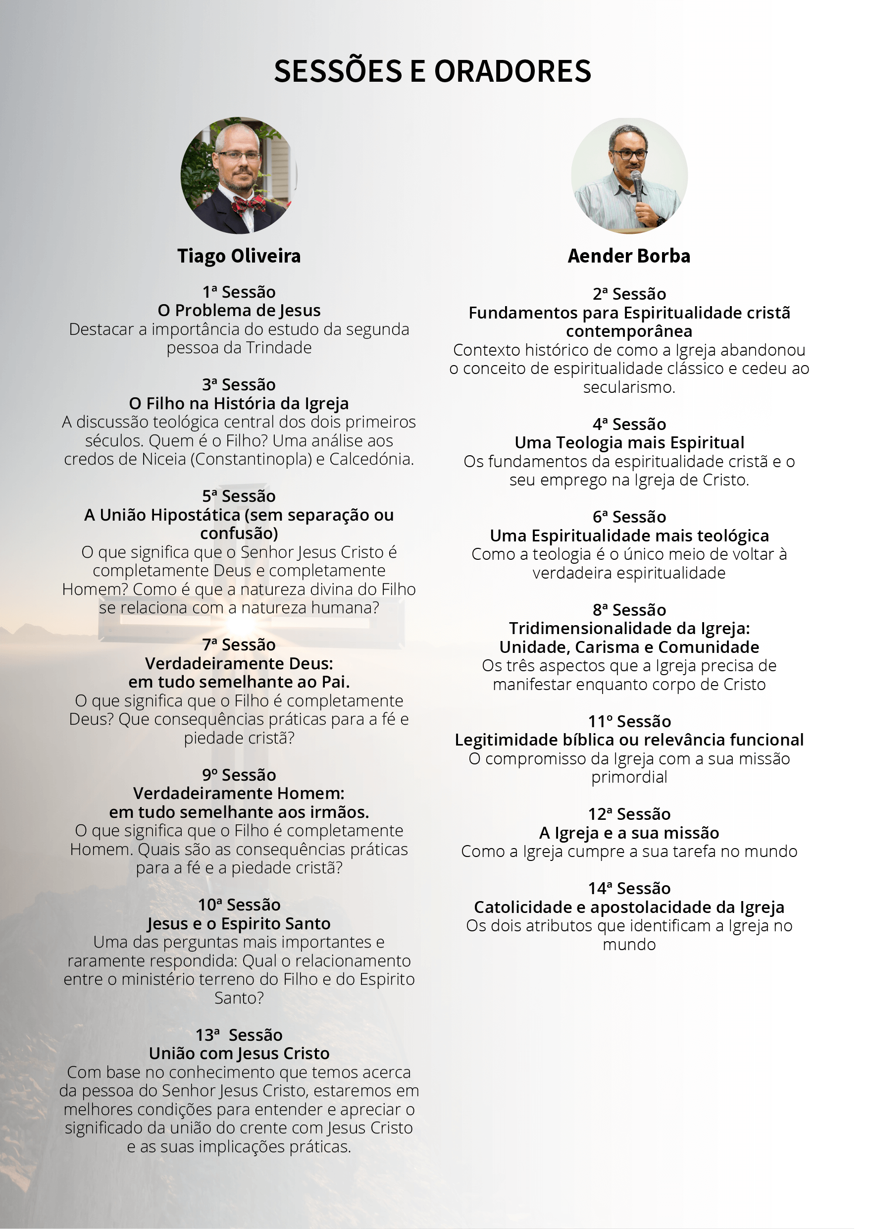 Sessões e Oradores da Conferência Bíblica